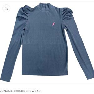 Noname ribbed puff sleeve mock neck